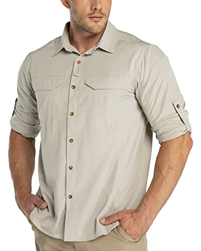 33,000ft Men's Long Sleeve Hiking Shirts Lightweight Quick Dry Sun Protection UV Fishing Travel Shirt Outdoor Safari Outdoor