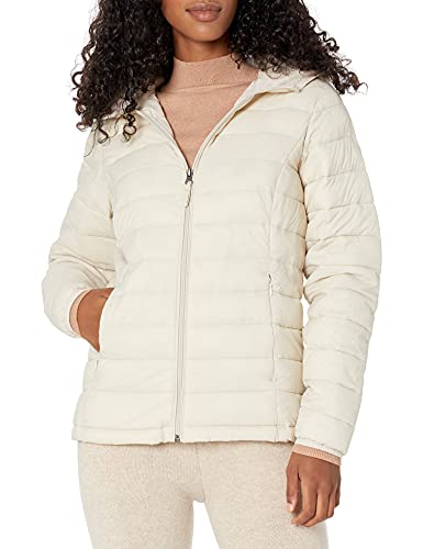 Amazon Essentials Women's Lightweight Long-Sleeve Full-Zip Water-Resistant Packable Hooded Puffer Jacket