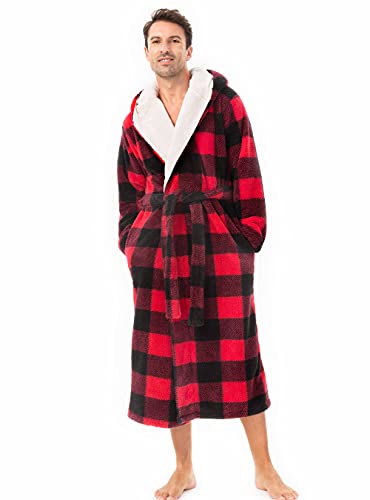 DAVID ARCHY Men's Soft Fleece Plush Robe Full Length Long Bathrobe