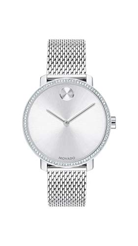 Movado Bold Shimmer Women's Swiss Quartz Stainless Steel and Mesh Bracelet Casual Watch, Color: Silver (Model: 3600655)